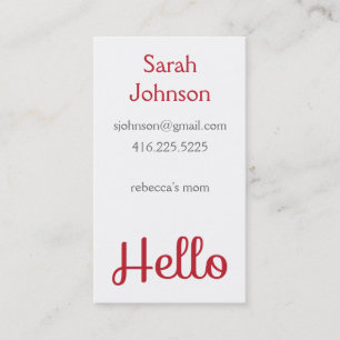'Hello' Mommy Calling Card