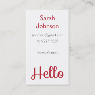 'Hello' Mommy Calling Card