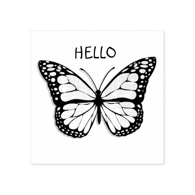 Hello, Monarch Butterfly Rubber Stamp (Imprint)