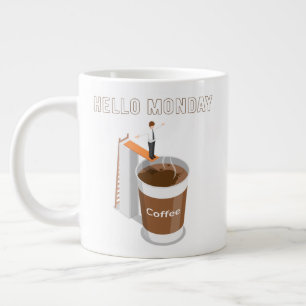 Hello Monday Can’t Get Enough Coffee Large Coffee Mug