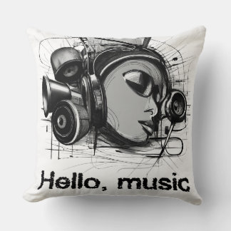 hello music throw pillow