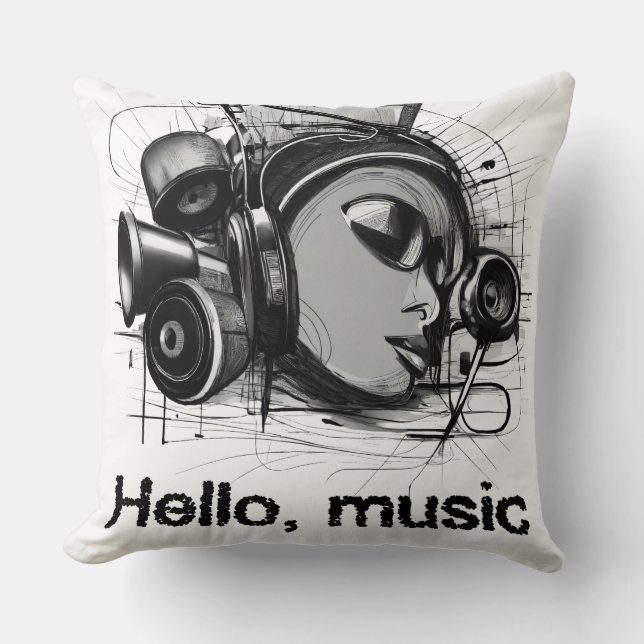 hello music throw pillow (Front)