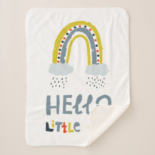 Hello My Little One Rainbow Sherpa Blanket