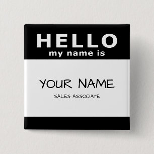 hello my name is 2 inch square button