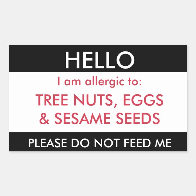 Hello My Name is Allergic To Kids Custom Allergy Sticker (Front)
