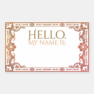 Hello, My name is: - Art Noveau Autumn Blush Sticker