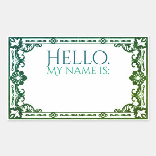 Hello, My name is: - Art Noveau Green Sticker