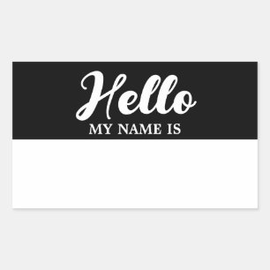Hello My Name Is Black Modern Minimalist Script Sticker
