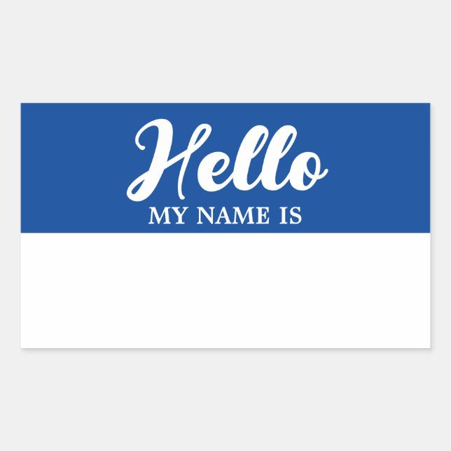 Hello My Name Is Blue Modern Minimalist Script Sticker (Front)