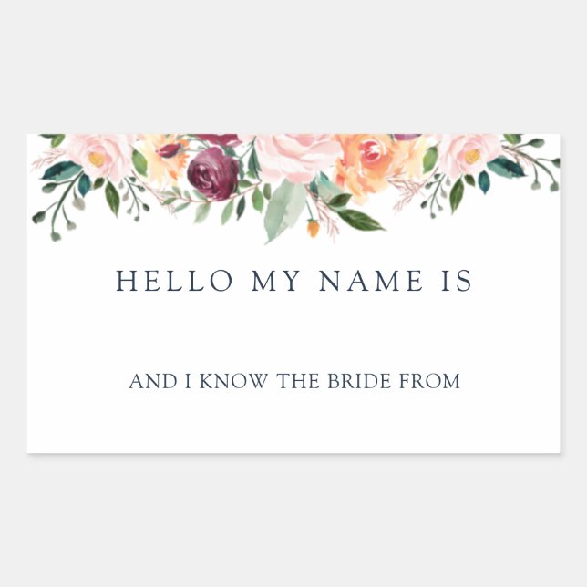 Hello my Name is Bridal Shower Name Tags (Front)