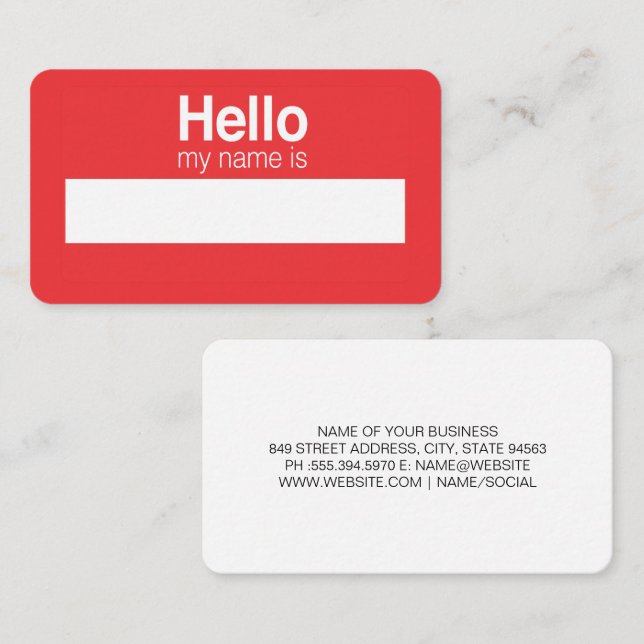 Hello My Name is Business Card (Front/Back)