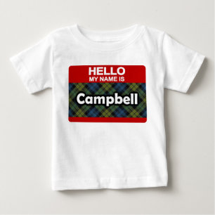 Hello My Name is Campbell Scottish Tartan Baby T-Shirt