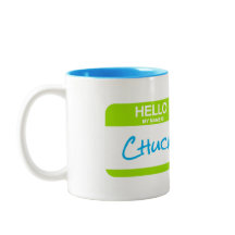 Hello My Name Is CHUCK Nametag Green Blue Office