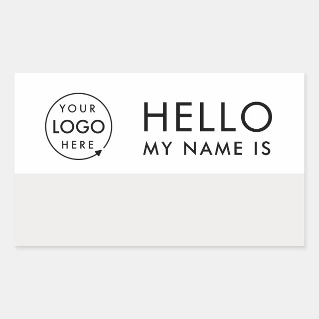 Hello My Name Is | Custom Logo Modern Minimalist Sticker (Front)