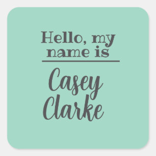 Hello My Name Is Custom Name Editable Text Square Sticker