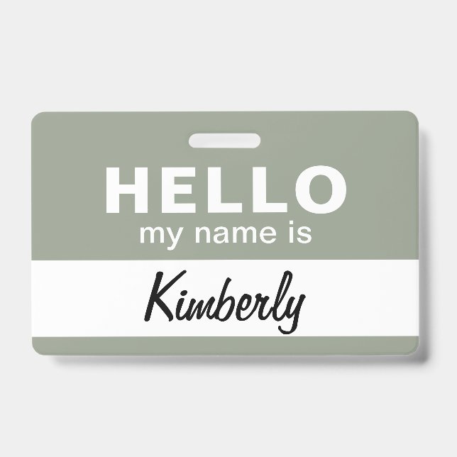 Hello My Name Is - Custom Script Employee Name Badge (Front)