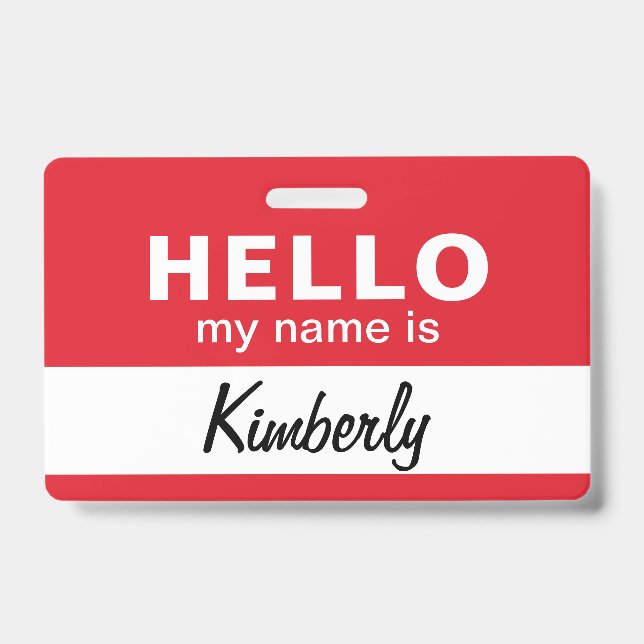 Hello My Name Is - Custom Script Employee Name Badge (Front)