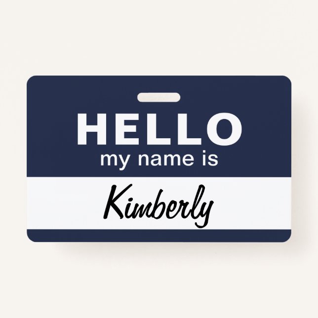 Hello My Name Is - Custom Script Employee Name Badge (Front)