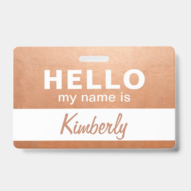 Hello My Name Is - Custom Script Employee Name Badge (Front)