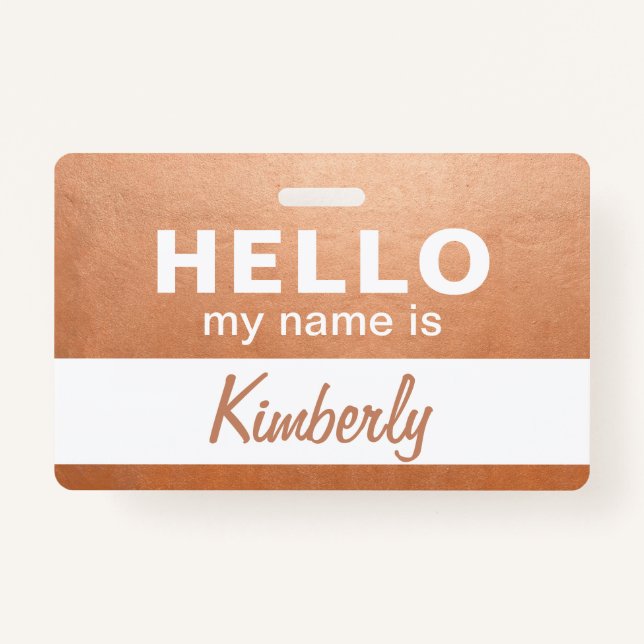 Hello My Name Is - Custom Script Employee Name Badge (Front)