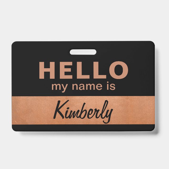 Hello My Name Is - Custom Script Employee Name Badge (Front)