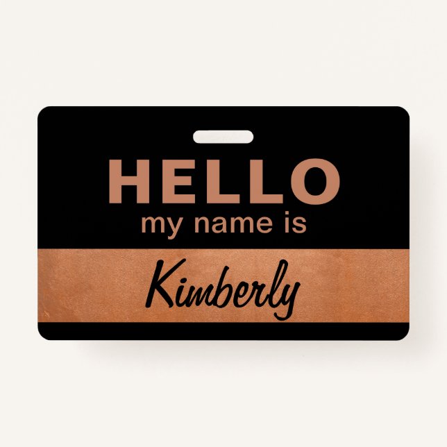Hello My Name Is - Custom Script Employee Name Badge (Front)