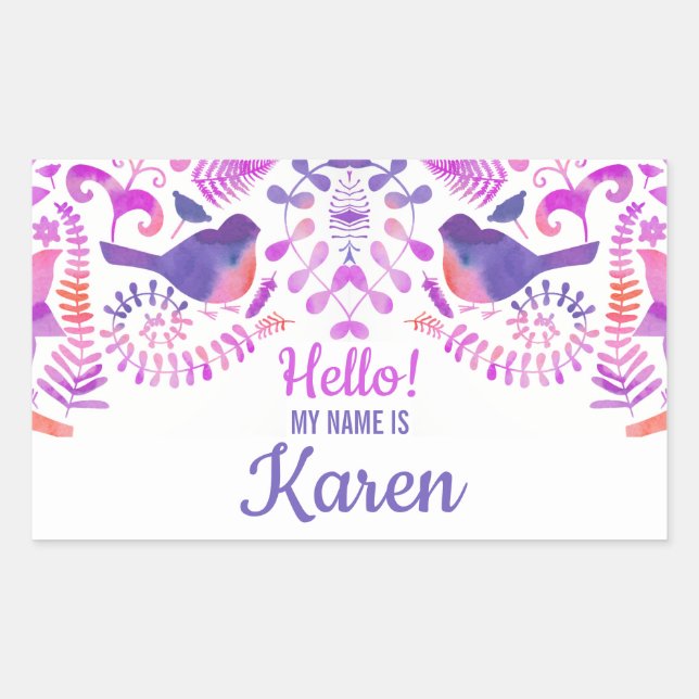 Hello my name is cute floral pattern custom name sticker (Front)