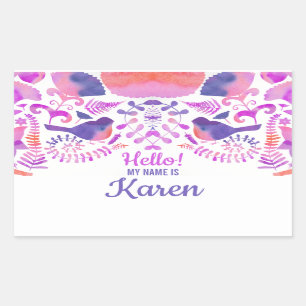 Hello my name is cute floral pattern custom name sticker