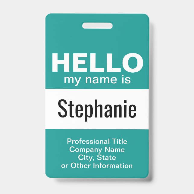 Hello my name is - event pass - can change colour badge (Front)