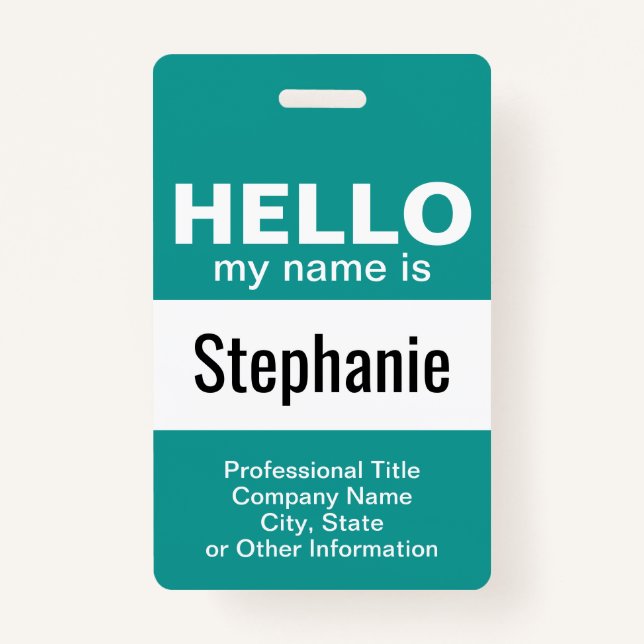 Hello my name is - event pass - can change colour badge (Front)