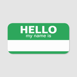 Hello my name is - Green - Business Contact Info Name Tag