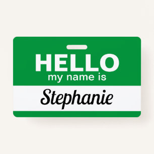 Hello my name is Green Custom Employee Name Badge