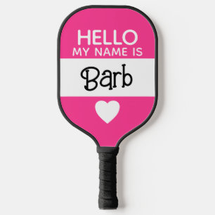 Hello my name is - Hot Pink - Custom Cute Name Pickleball Paddle