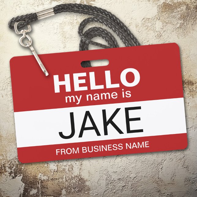 Hello My Name is Jake - funny halloween costume Badge (Hello Name Badge with Custom Name)