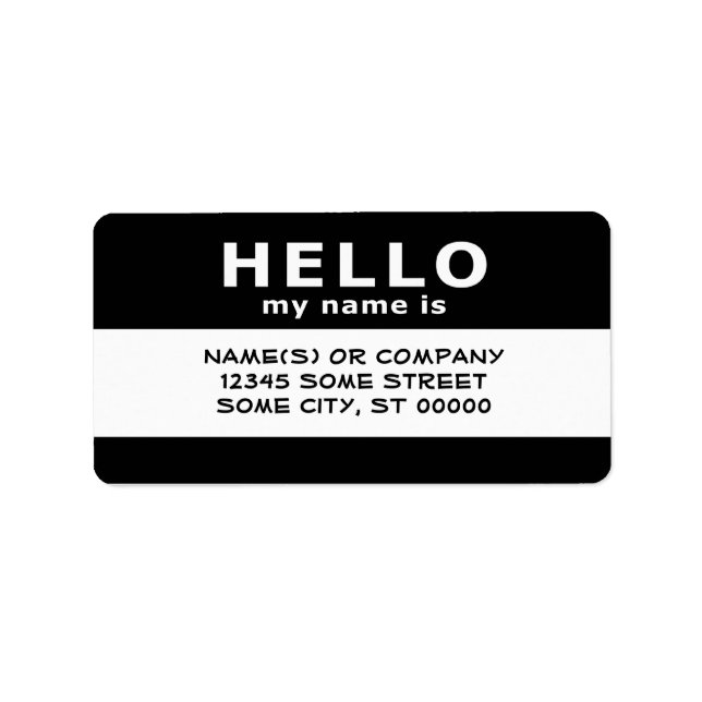 hello my name is : label (Front)