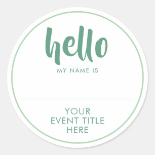 HELLO MY NAME IS - Mint Green Event Personalized Classic Round Sticker