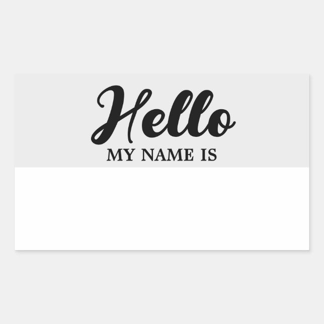 Hello My Name Is Modern Minimalist Script  Sticker (Front)