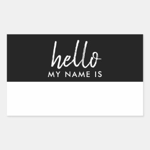 Hello My Name Is Modern Minimalist Script Sticker