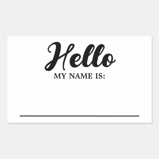 Hello My Name Is Modern Minimalist  Sticker (Front)