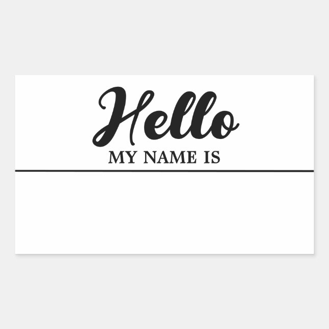 Hello My Name Is Modern Minimalist  Sticker (Front)