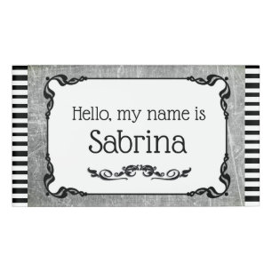 Hello My Name Is Name Tag Grey and Black
