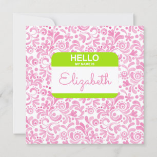 Hello My Name Is Nametag Pink White Green Her