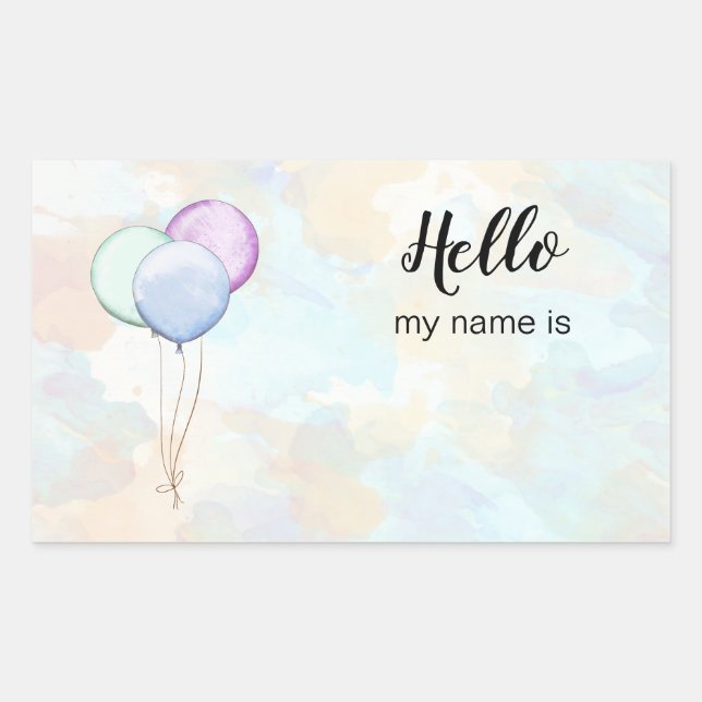 Hello, My Name Is Party Balloons Sticker (Front)