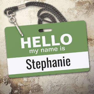 Hello my name is - personalized - can change colou badge