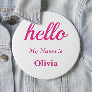 Hello My name is Personalized Hello Gifts 6 Inch Round Button