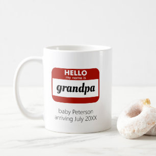 "Hello My Name Is" Personalized Pregnancy Reveal Coffee Mug