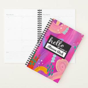 Hello My Name Is Pink Abstract Aesthetic  Planner