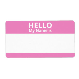 Hello My Name is Pink and White Name Tag Labels
