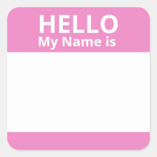 Hello My Name is Pink and White Name Tag Stickers