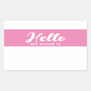 Hello My Name Is Pink Modern Minimalist Script  Sticker